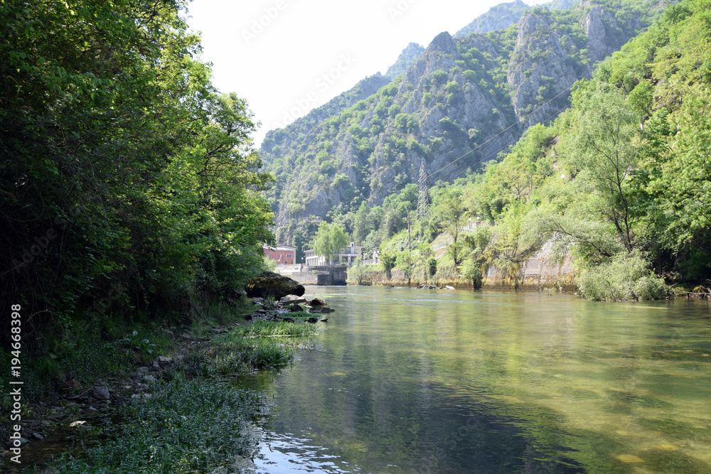 Treska river in Matka canyon. Skopje, Macedonia.