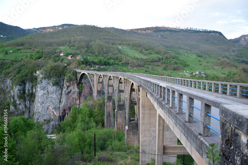 "Đurđevića Tara Bridge" - concrete Tara Bridge in north Montenegro. Tara Canyon.