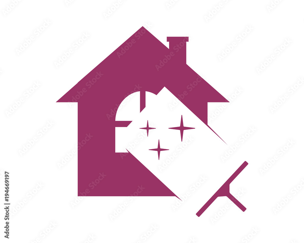 cleaner wiper the sparkle purple house home window image vector icon