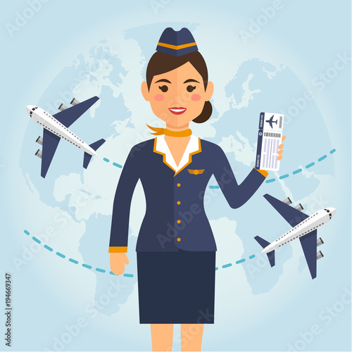 Stewardess woman in uniform