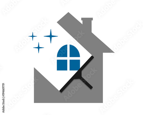 cleaning wiper the sparkle house home window image vector icon