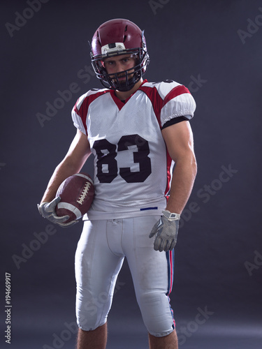 American Football Player isolated on gray