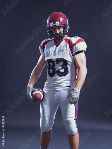 American Football Player isolated on gray