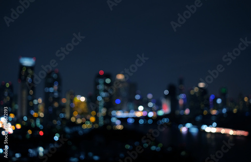 Fototapeta Naklejka Na Ścianę i Meble -  Cityscape bokeh abstract background, beautiful city light at night view.