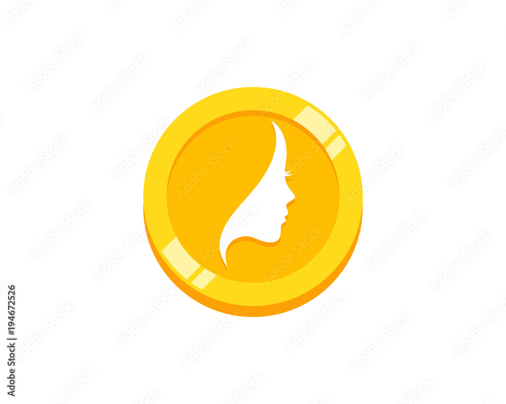 Beauty Coin Icon Logo Design Element