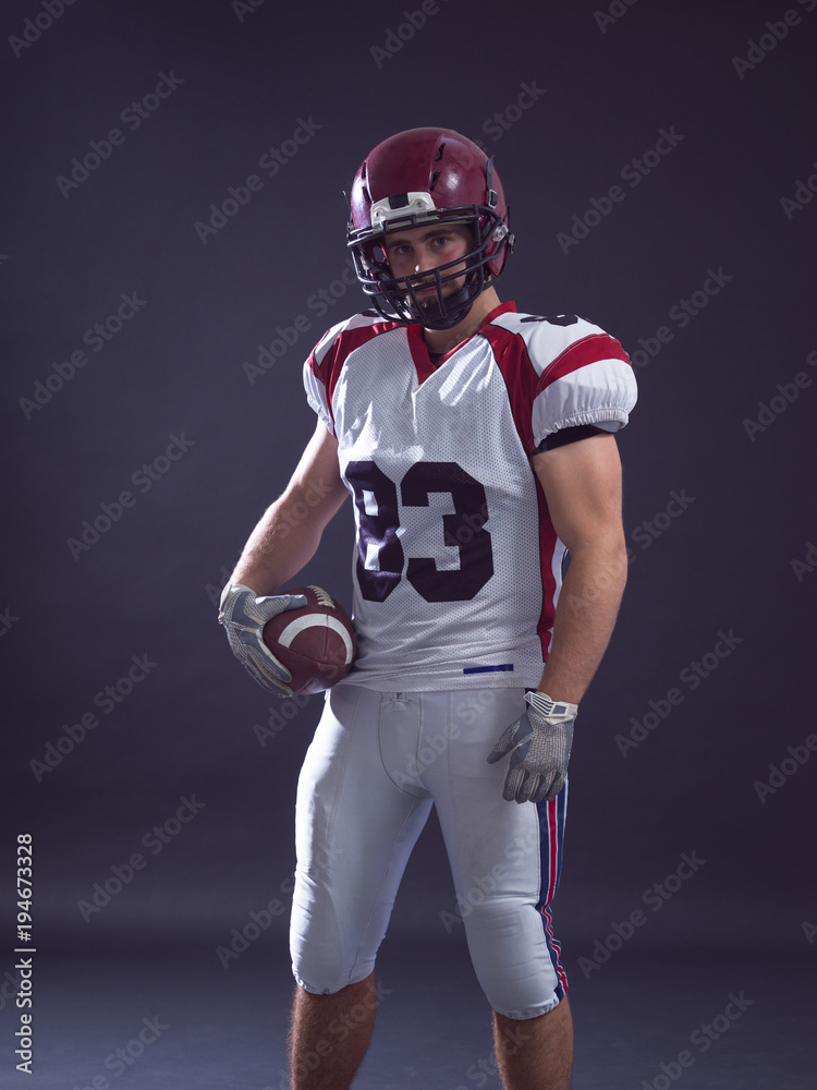 American Football Player isolated on gray