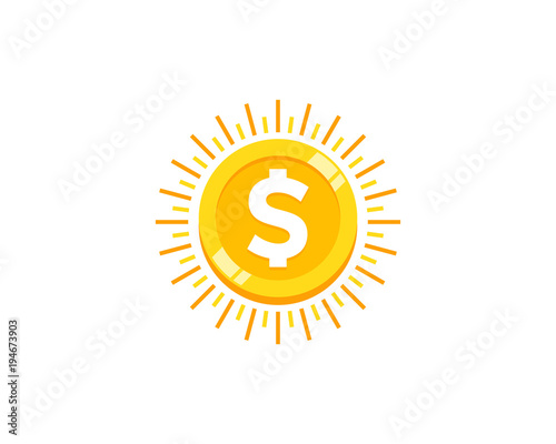 Sun Coin Icon Logo Design Element