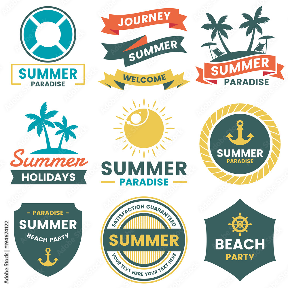 Fototapeta premium Summer Retro Vector Logo for banner