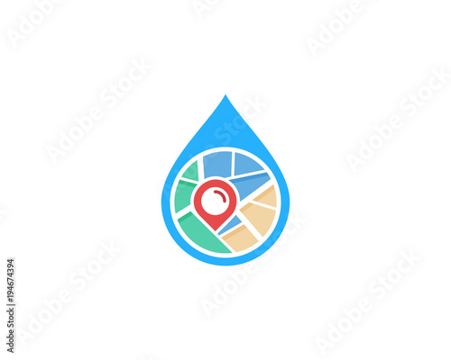 Water Map Icon Logo Design Element