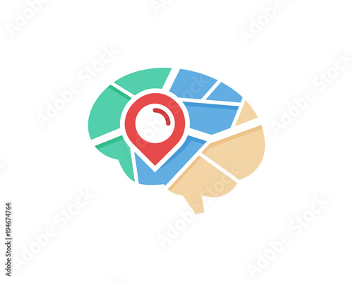 Brain Map Icon Logo Design Element