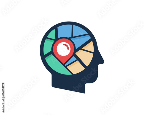 Head Map Icon Logo Design Element