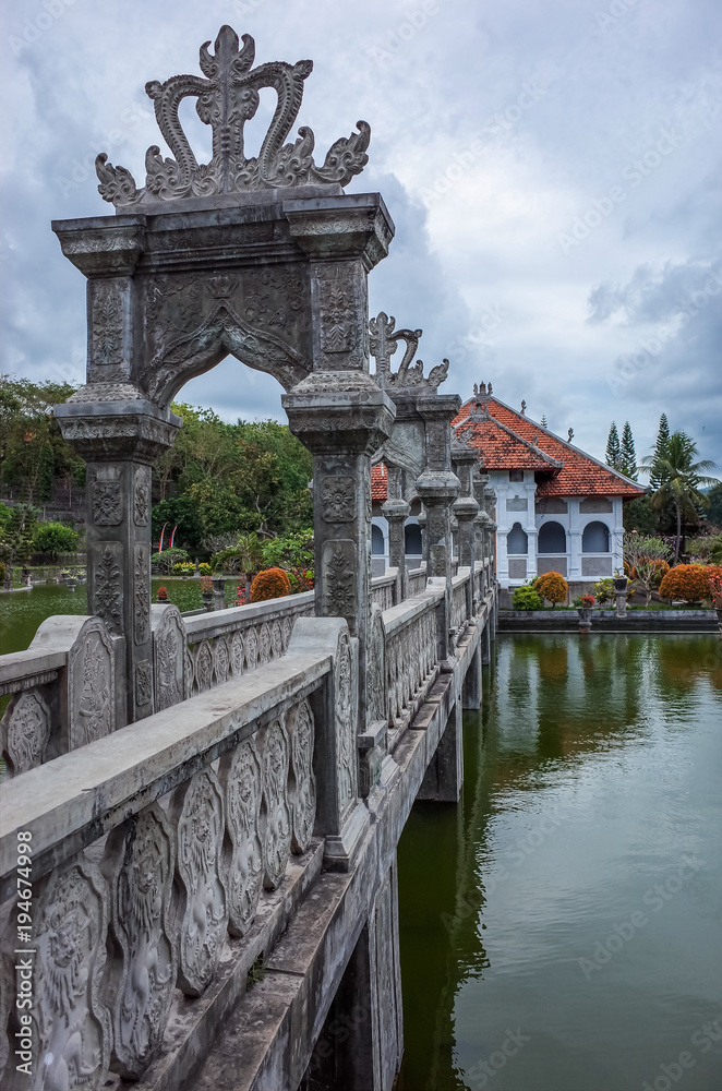 Naklejka premium Taman Ujung, a former royal water palace by the ocean in Bali, Indonesia