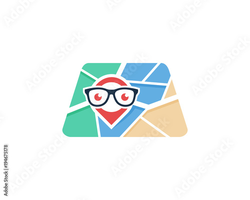 Map Geek Icon Logo Design Element
