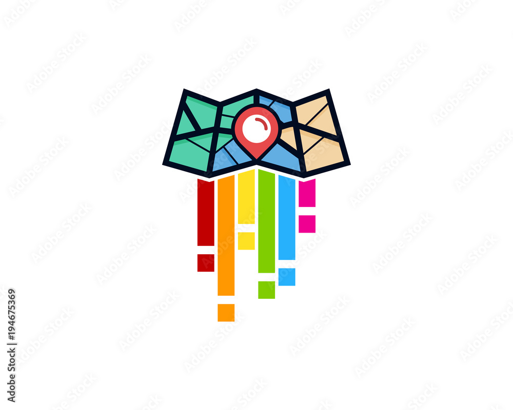 Pixel Map Icon Logo Design Element Pixel Map Icon Logo Design Element