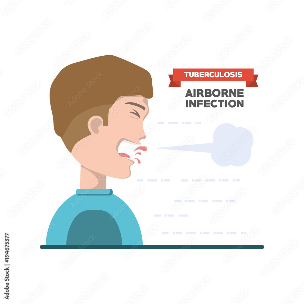 Tuberculosis design with man coughing the virus over white background, colorful design vector illustration Tuberculosis design with man coughing the virus over white background, colorful design vector illustration