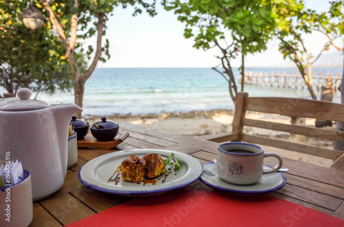 Afternoon tea by the beach in Bali, Indonesia