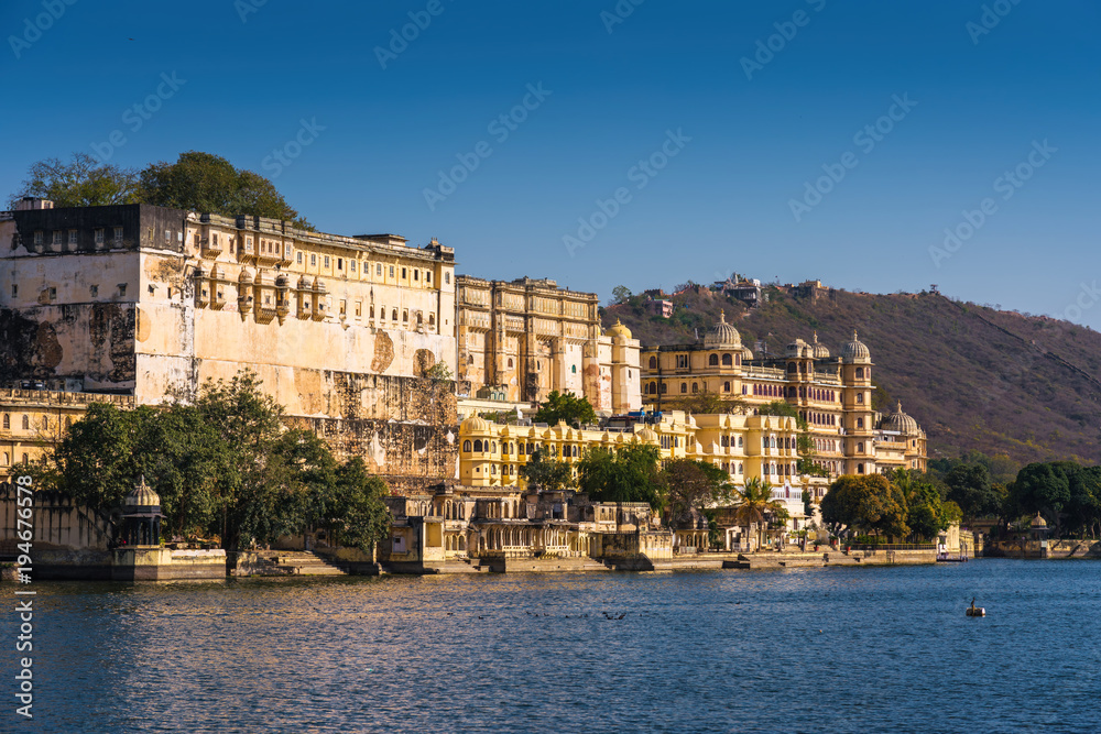 Udaipur city palace in with blue sky background, Udaipur India