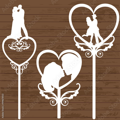 silhouette of a couple for a wedding topper