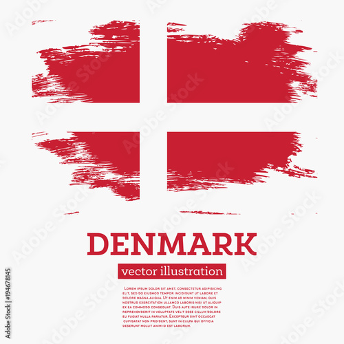 Denmark Flag with Brush Strokes.