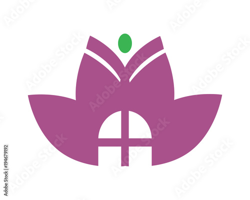 abstract purple house leaves image vector icon