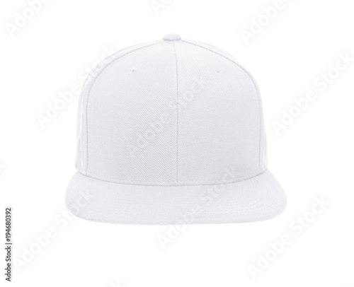 Blank baseball cap color white on white background photo