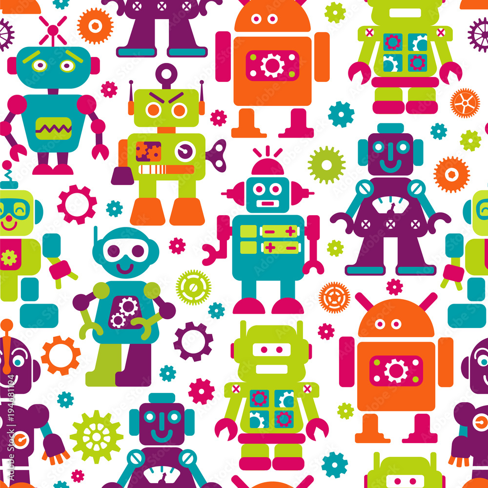 Robotrs color seamless pattern Robotrs color seamless pattern
