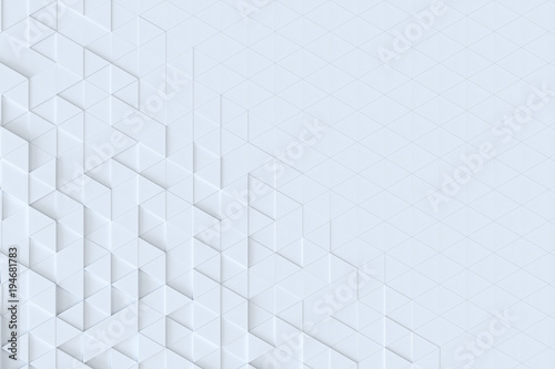 Fototapeta Naklejka Na Ścianę i Meble -  White triangle tiles seamless pattern, 3d rendering background.