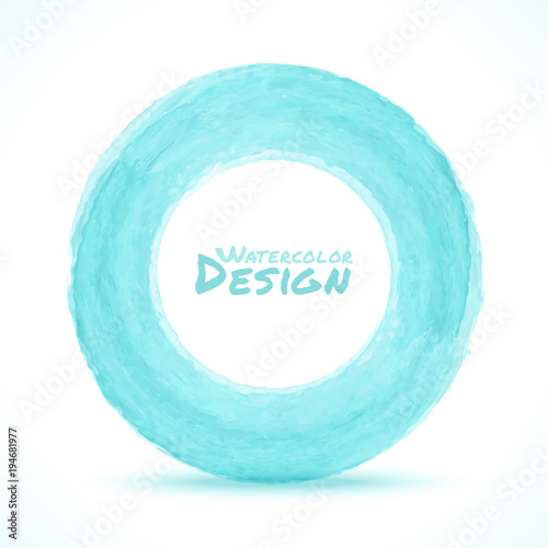 Hand drawn watercolor blue - green light circle. Vector illustration