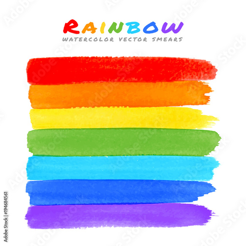 Rainbow Watercolor Brush Smears. Vector illustration