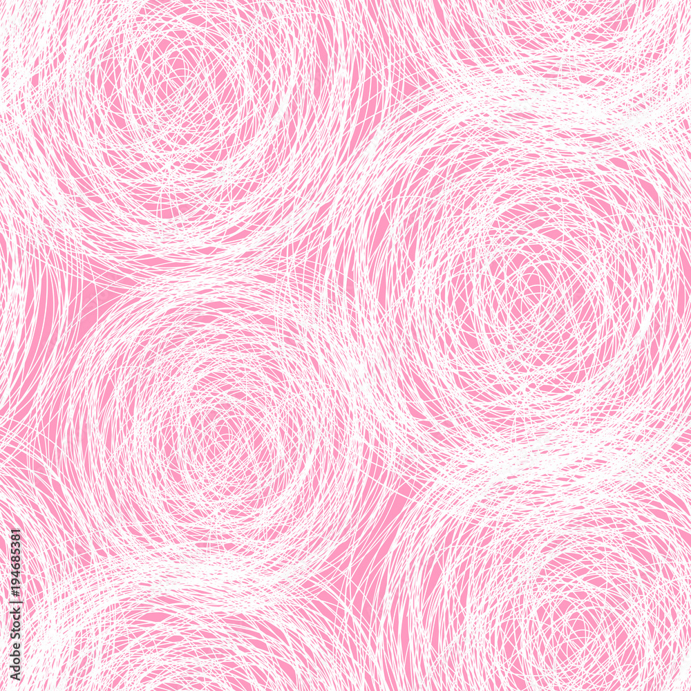 Fototapeta premium Pink - white scribble seamless pattern. Vector illustration