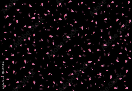 Seamless sakura pattern on black, vector