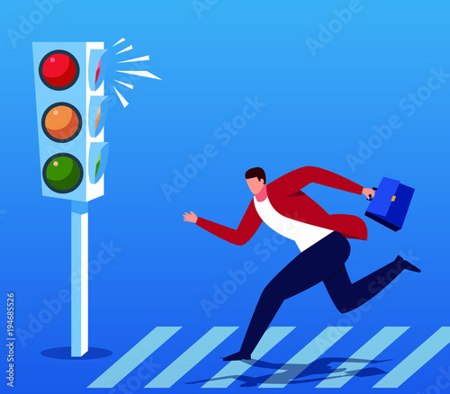 Businessman adventure running red light