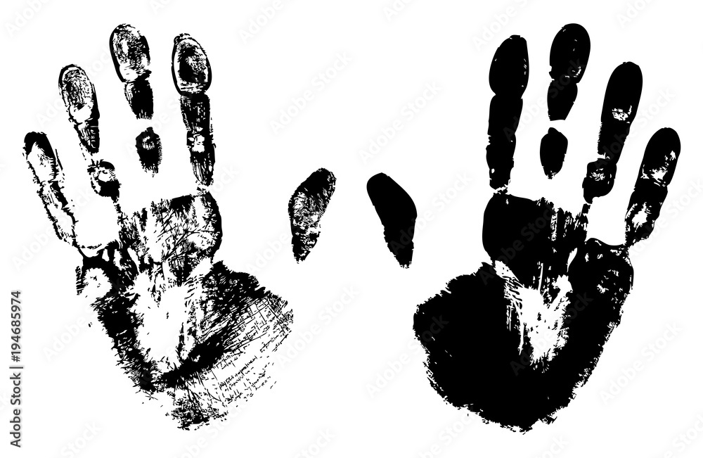Two Black Art Hand Prints. Vector illustration