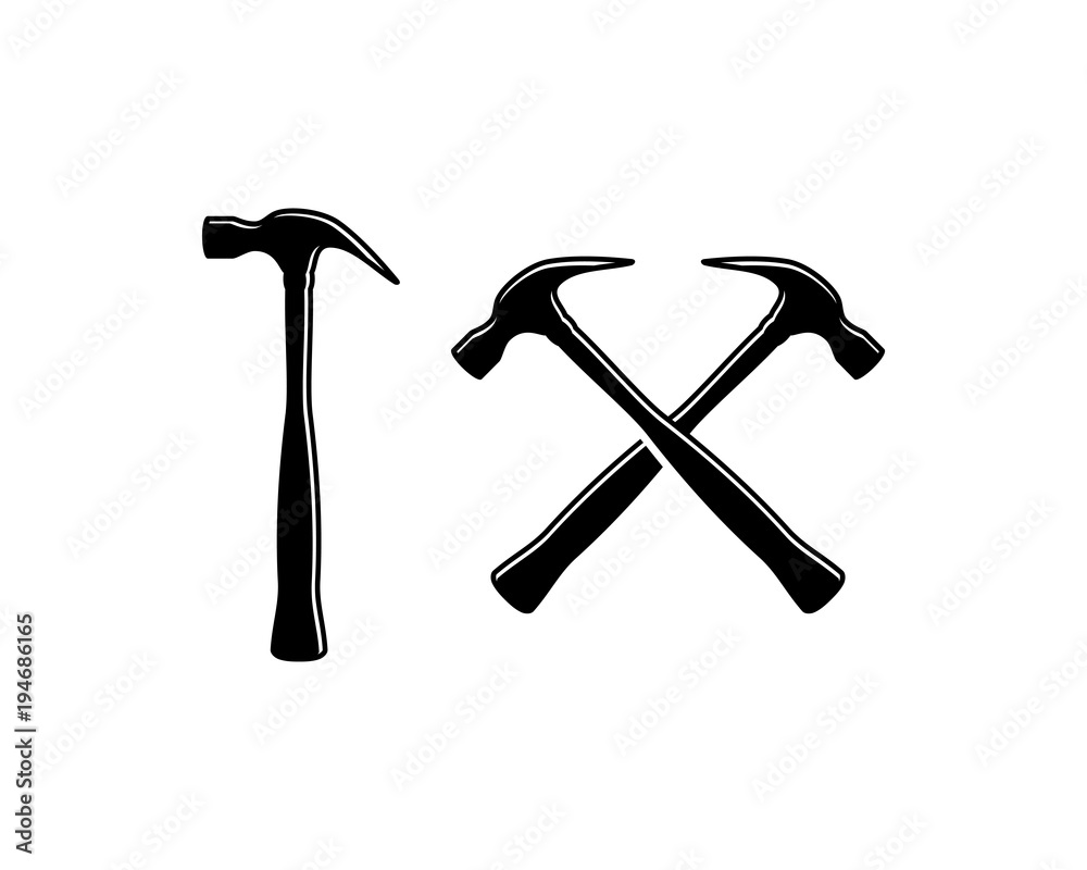 Various Cross Hammer Mallet Construction Tool Silhouette Logo