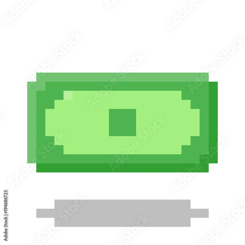 Money, bank notes icon vector. Pixel 8 bit style