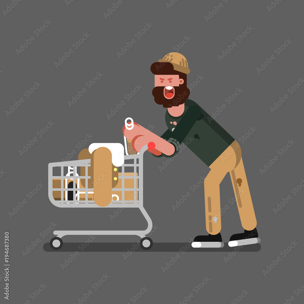 Homeless with a cart Homeless with a cart