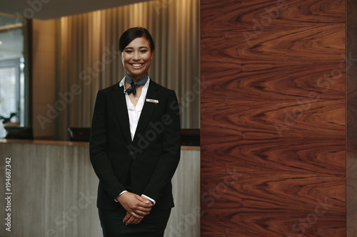 Female receptionist working in hotel