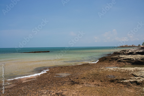 Coral and Blue sea in east region of thaibay thailand