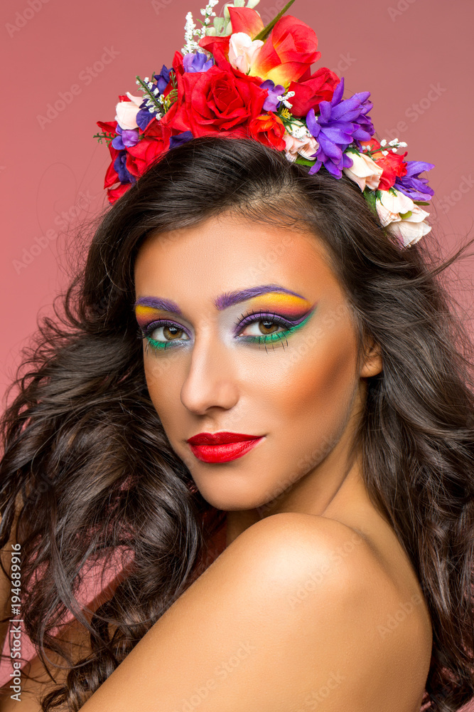 beautiful girl with flower accessories