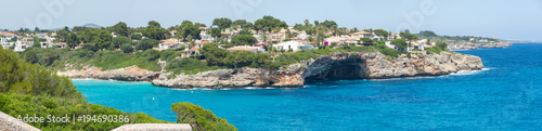 Fototapeta Naklejka Na Ścianę i Meble -  Landscape of the beautiful bay of Cala Mandia with a wonderful turquoise sea,Porto Cristo, Majorca, Spain