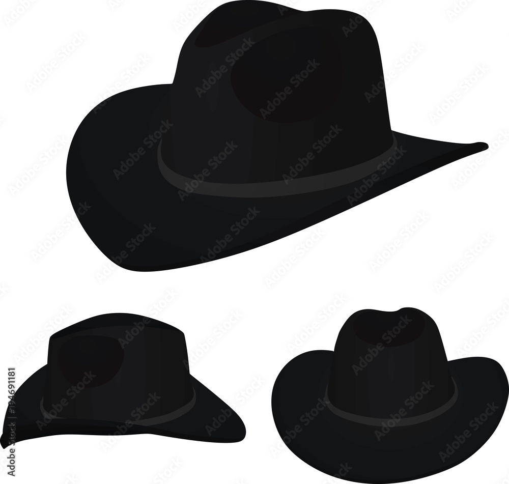 Black cowboy hat. vector illustration Stock Vector | Adobe Stock