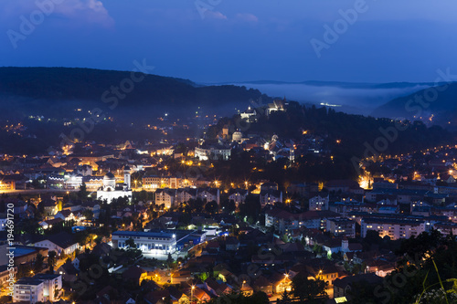 Sighisoara mdieval town at night. Romania