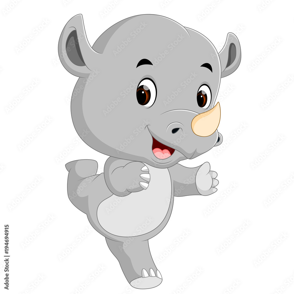 cute happy rhino cartoon cute happy rhino cartoon