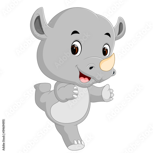 cute happy rhino cartoon