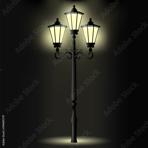 Vector image of a realistic, decorative pillar with a light for lighting