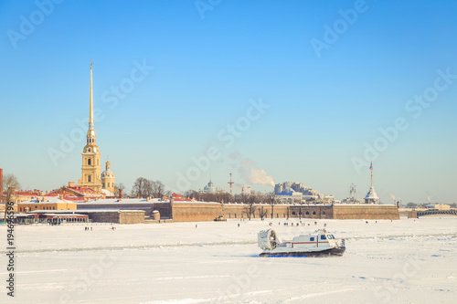 panorama of the Peter and Paul Fortress in St. Petersburg in the winter