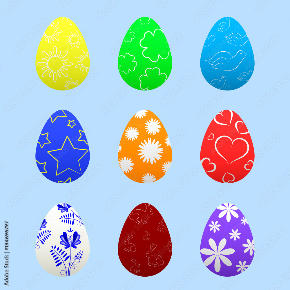 Set of colorful easter eggs
