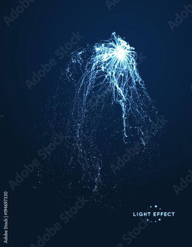 Array with dynamic particles. 3d futuristic technology style. Abstract background. Vector illustration.