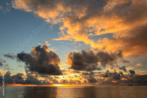 Dramatic sunset and sunrise in the sea more beatiful vivid sky at the sea with copy space