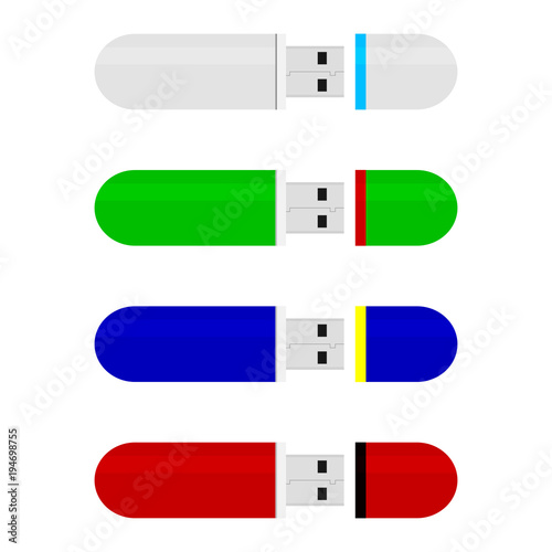 Colored flash drive stick collection vector
